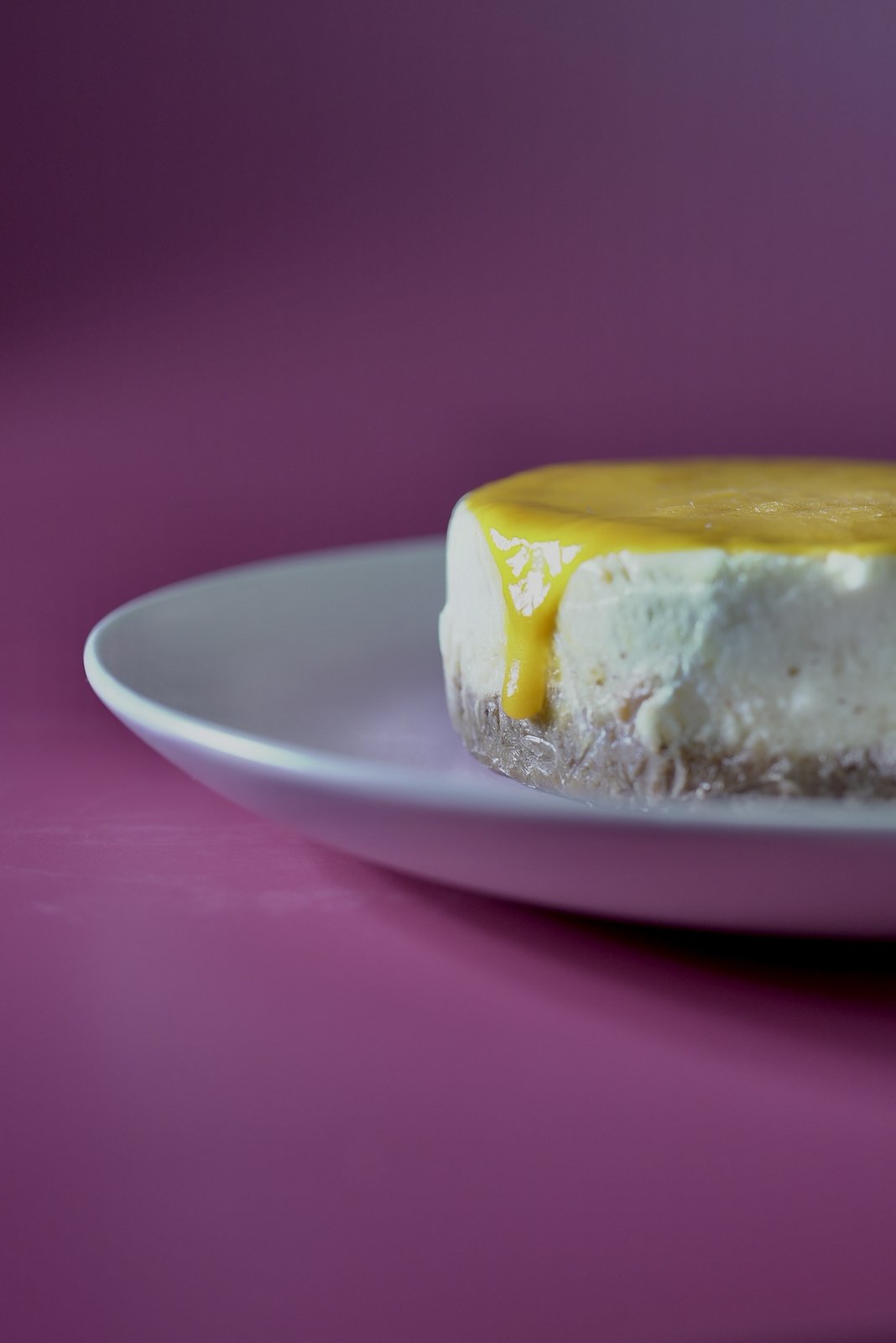 Mango cheesecake food photography